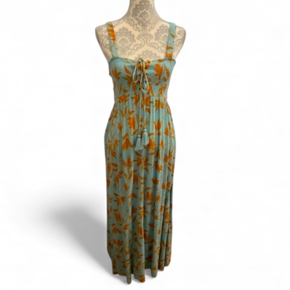 Vintage Forever 21 Spaghetti Strap Smocked Maxi Dress Light Blue Size Small GUC - Picture 9 of 9